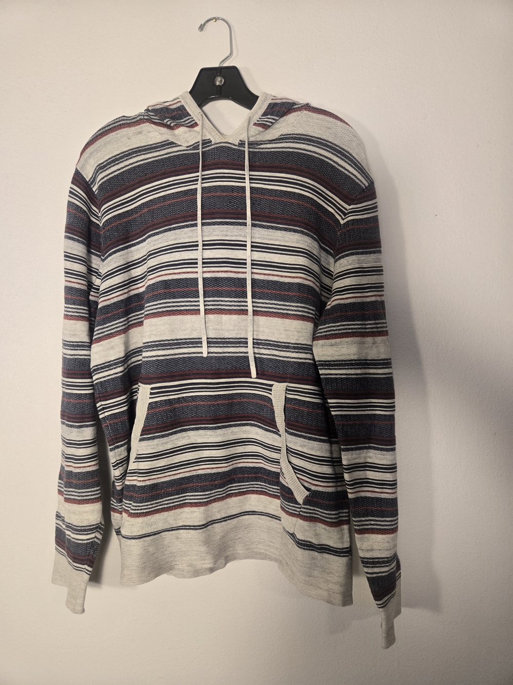 Lucky Brand Striped Hooded Pullover in Cream, Navy & Red